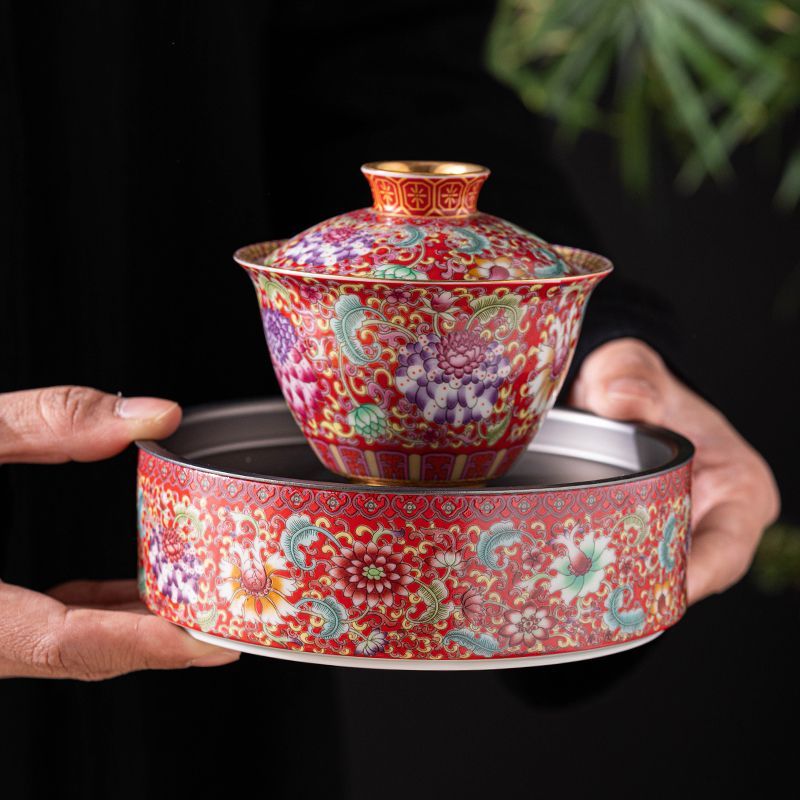 【汀和大福】國風琺琅彩三才蓋碗 【汀和大福】國風琺琅彩三才蓋碗