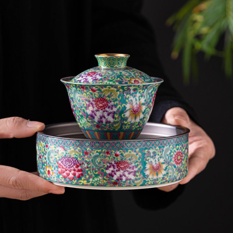 【汀和大福】國風琺琅彩三才蓋碗 【汀和大福】國風琺琅彩三才蓋碗