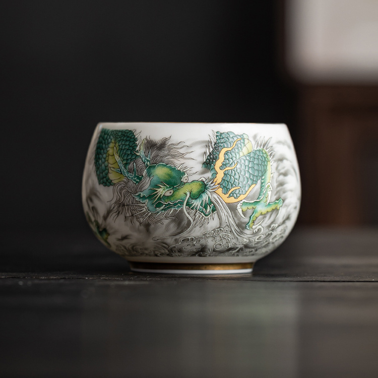 【汀和大福】羊脂玉祥龍吐瑞主人杯 【汀和大福】羊脂玉祥龍吐瑞主人杯